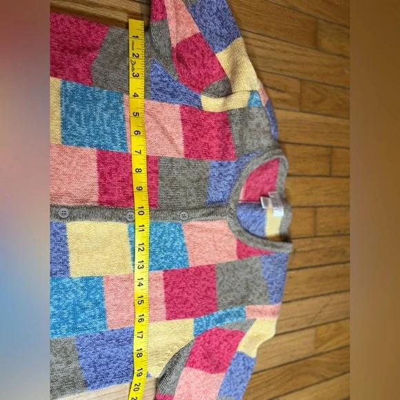 Vtg Christopher Banks Multicolor Colorblock Button Front Sweater Women’s Medium - Picture 5 of 8